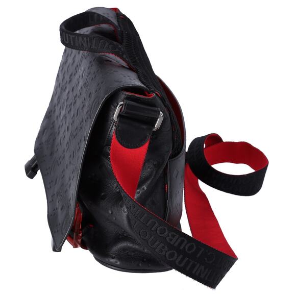 Christian Louboutin Rubyclick Messenger Shoulder Bag Black Red Leather - Picture 2 of 7